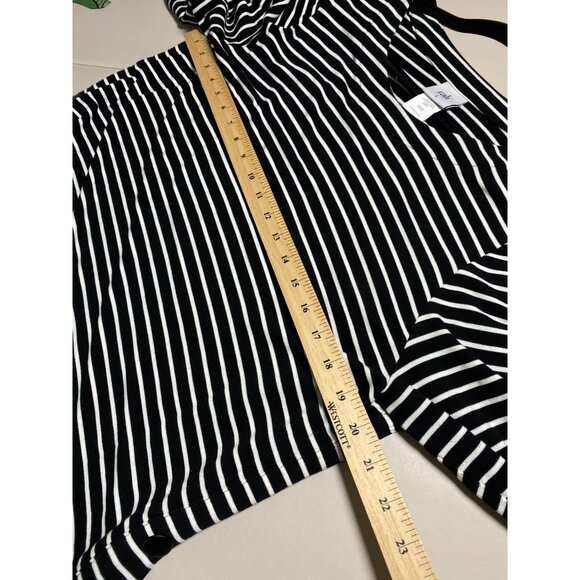Cabi Side Snap Black White Stripe Long Sleeve Tunic Top Sz Large Jersey stretch - Picture 6 of 11